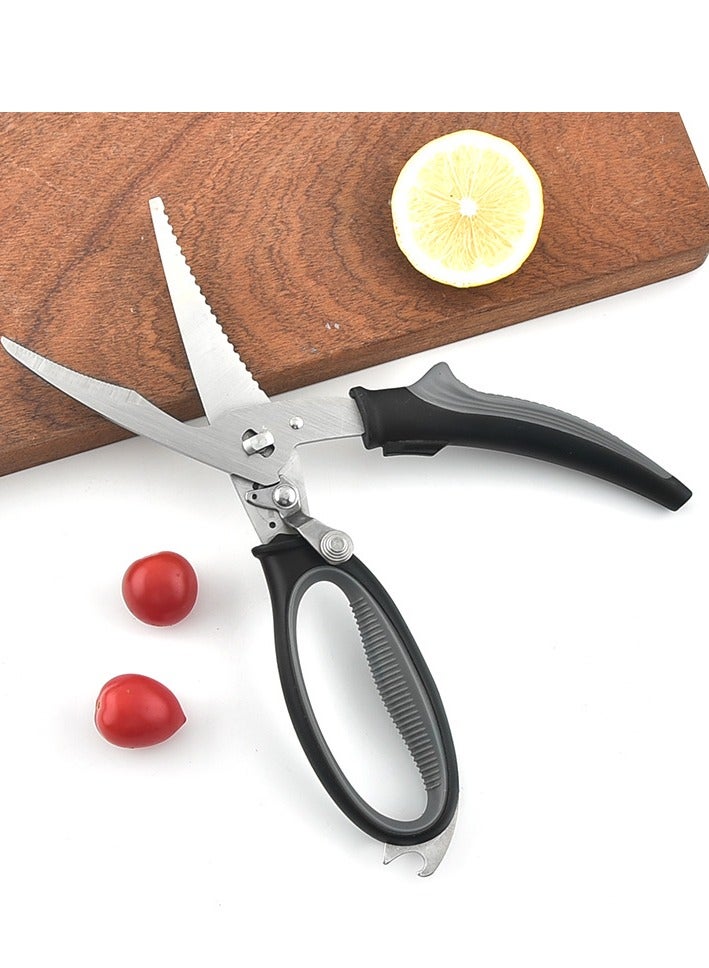 AROAQ Kitchen Scissors, Heavy Duty All Purpose Kitchen Shears, Korean Stainless Steel Curved Blade Barbecue Scissors, Steak Scissors  For Chicken Food Meat And Cooking, ( Red )  - Image 4