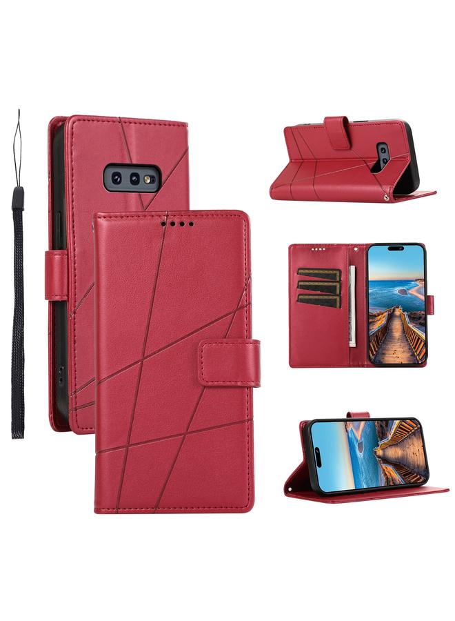 S-TOP Case For Samsung Galaxy S10e PU Genuine Leather Texture Embossed Line Phone Case - Image 1