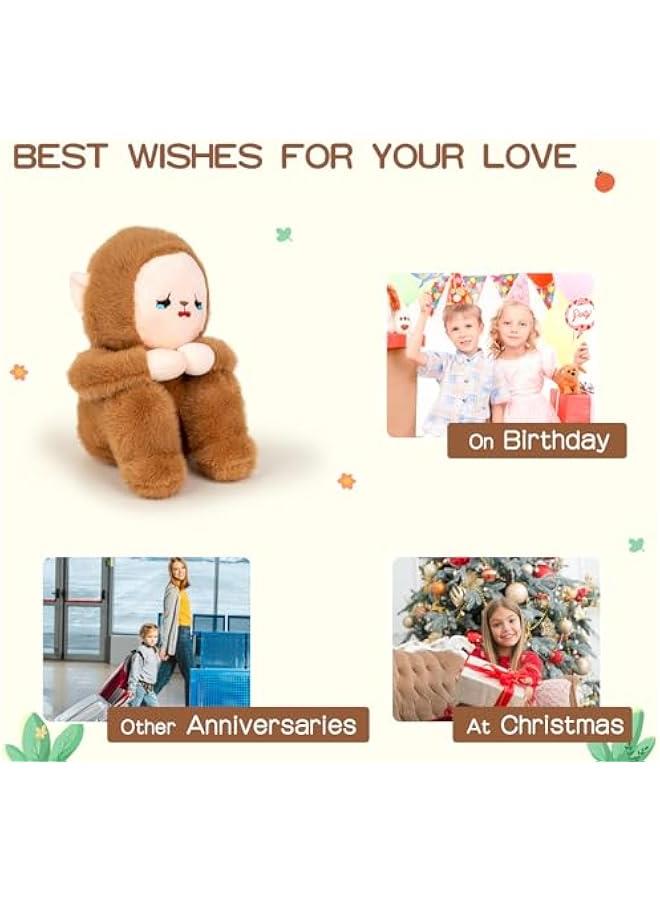 Monkey Stuffed Animal Cute Monkey Plush Soft Monkey Plushie with Face-Changing Monkey Toy Gift for Kids(10.5Inch) - Image 4