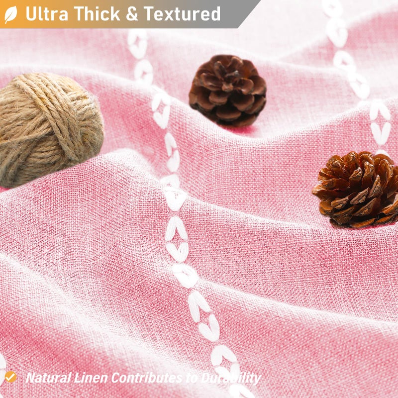 BTTN 78 بوصة ستارة دش طويلة - الوردي Girly Boho Boho الكتان مخطط شرابة النسيج ستارة دش الطول طويل المزرعة الحديثة ستارة دش ماء خمر للحمام مع السنانير 72x78 أحمر الخدود - Image 2