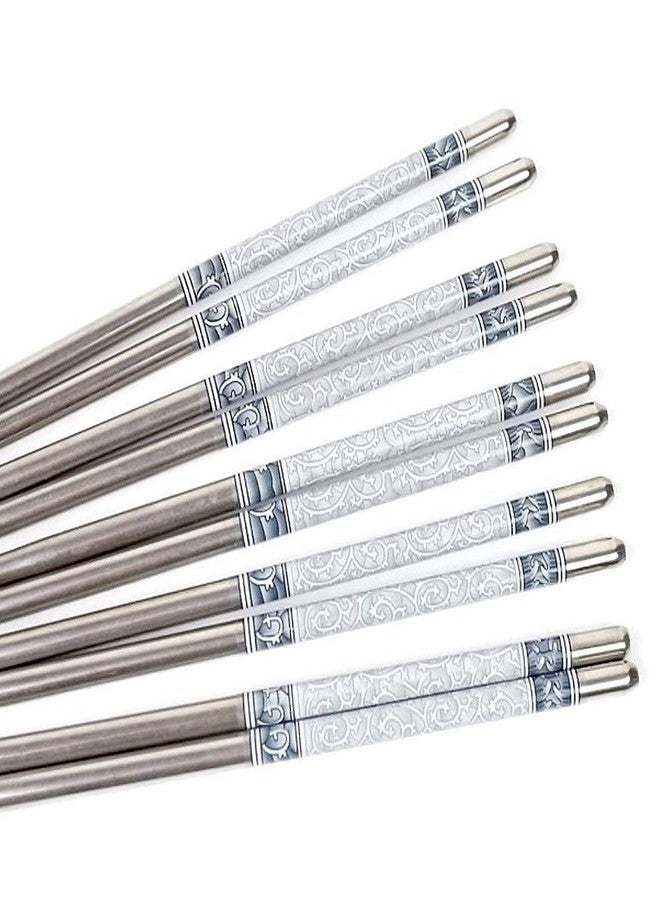 Aagna Designer Printed Round Stainless Steel Reusable Chopsticks, 23 cm.Set of 5 Pairs - Image 5