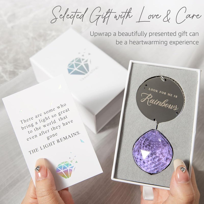 Mooncraftlogy Memorial Gifts for Loss of Loved One, Unique Sympathy Gift Idea Purple Crystal Ball Window Suncatcher, Rainbow Sun Catcher Bereavement Grief Box for Loss of Pet Dog Mom Father Husband Son Daughter - Image 3
