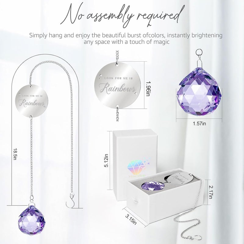 Mooncraftlogy Memorial Gifts for Loss of Loved One, Unique Sympathy Gift Idea Purple Crystal Ball Window Suncatcher, Rainbow Sun Catcher Bereavement Grief Box for Loss of Pet Dog Mom Father Husband Son Daughter - Image 5