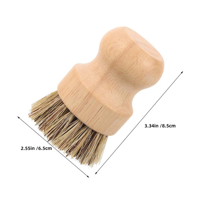 Natural Wood Handle Coconut Fiber Scrub Brush 2 Pack for Pans Cast Iron Skillet Kitchen Cleaning - Image 3
