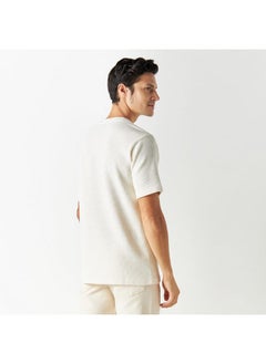 Iconic Iconic Textured Crew Neck T-shirt with Short Sleeves  - Image 3