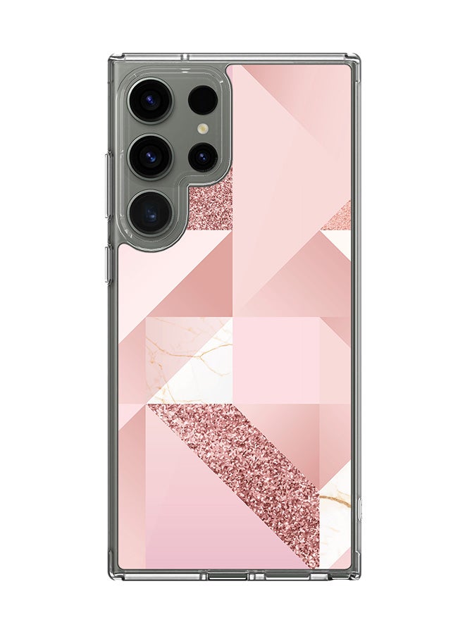 Stylizedd Classic Clear Case for Samsung Galaxy S23 Ultra , Hybrid Soft Transparent Cover [ Designed for Samsung Galaxy S23 Ultra ] - Marble Pink Geometric - Image 1