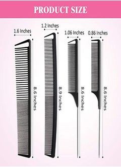 Patelai 8 Pieces Fine Teeth Comb Rat Tail Hair Comb Carbon Fiber Teasing Parting Styling Combs And Carbon Fine Cutting Comb Fiber Pintail Hairdressing Comb For Braids Salon Home Supplies Black And Pink  - Image 3