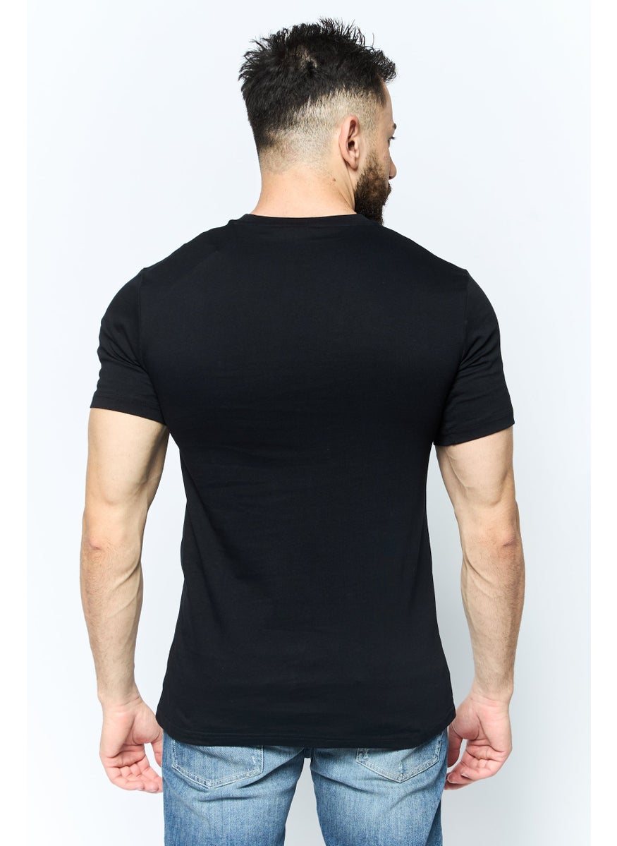 Ellesse Men Sportswear Fit Short Sleeve Outdoor T-Shirt, Black Combo  - Image 4