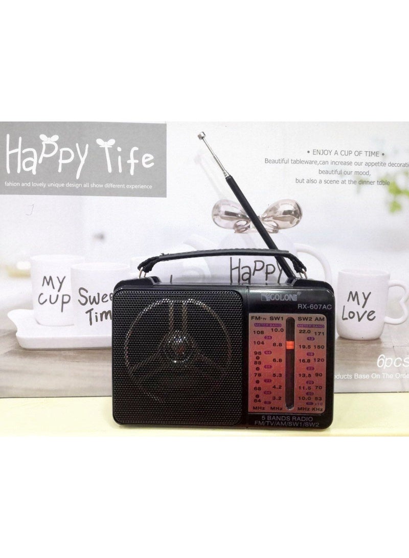 جهاز راديو كلاسيكي محمول بنظام استقبال متطور لموجات AM/FM/SW مع مكبر صوت نقي وتصميم أنيق للمنزل والرحلات (B) - Image 1
