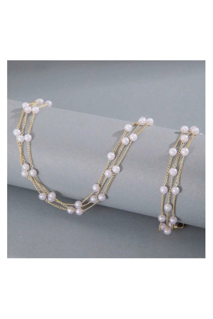 Goolsky Pearl Necklace and Bracelet Set for Women – Elegant Minimalist Beaded Jewelry, Dainty Choker & Chain Set, Formal/Daily - Image 2