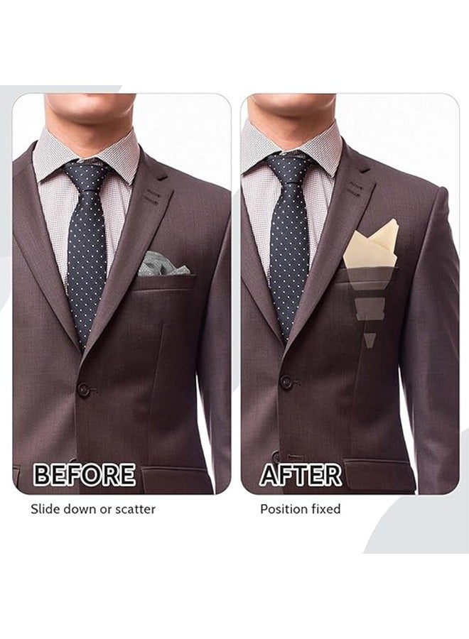 عبوة من قطعتين من حامل مناديل جيب متنوعة للرجال، وشاح حريري مربع مطوي مسبقًا، بدلات رسمية، سترات عشاء، منظم إكسسوارات. - Image 4