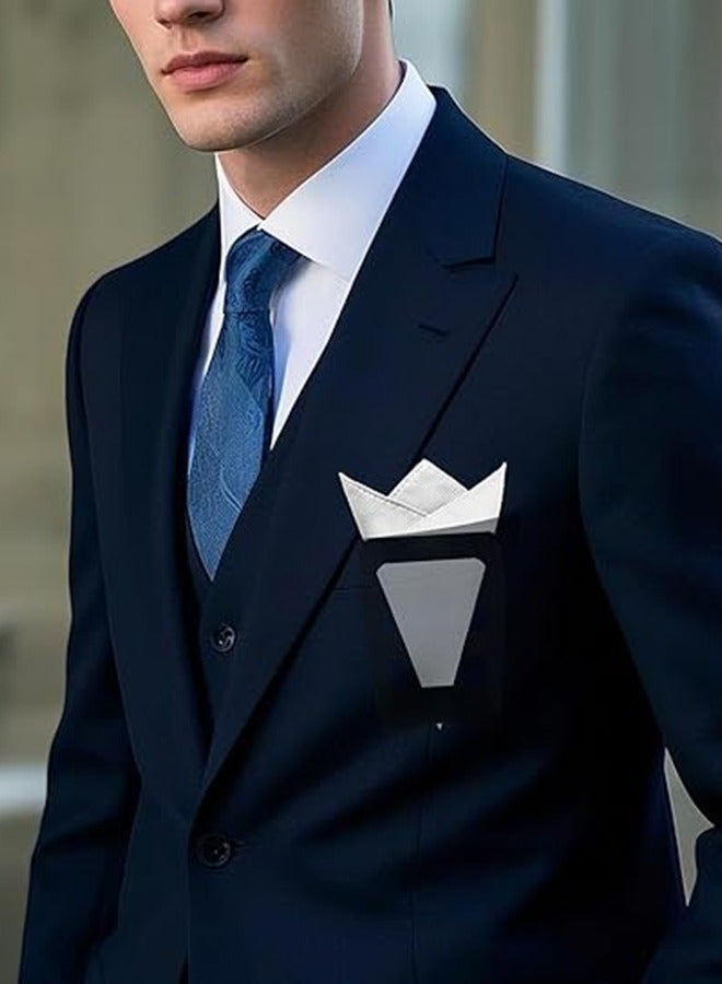 عبوة من قطعتين من حامل مناديل جيب متنوعة للرجال، وشاح حريري مربع مطوي مسبقًا، بدلات رسمية، سترات عشاء، منظم إكسسوارات. - Image 3