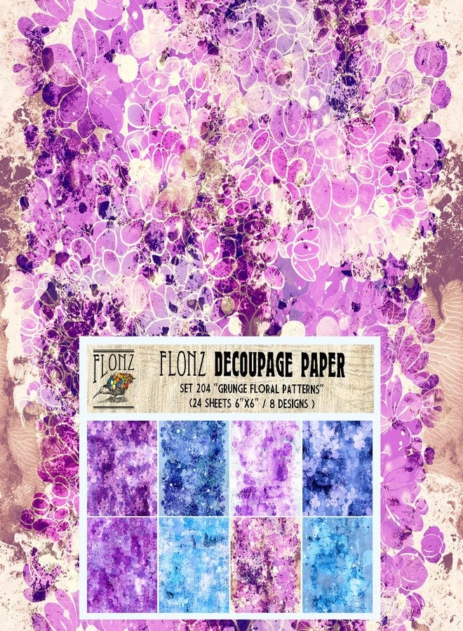 مجموعة ورق فلونز للديكوباج (24 ورقة 6 بوصات × 6 بوصات) بنقشة زهور الجنة باللون الأزرق # ورق بنمط عتيق للديكوباج والحرف اليدوية وسجل القصاصات