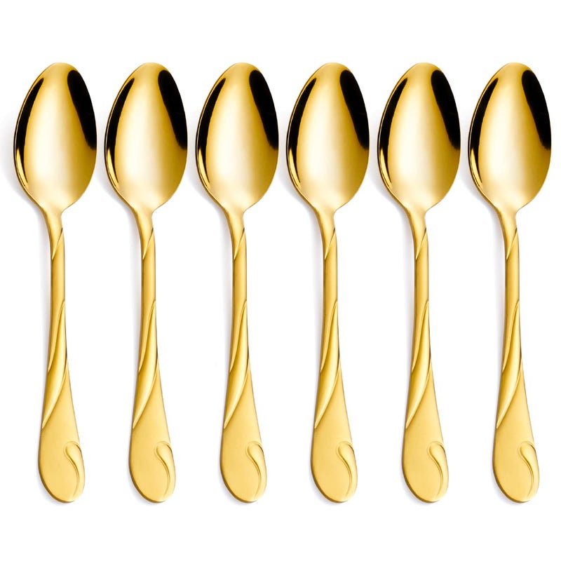 Gold Dinner Spoon Set Seeshine 76inch Stainless Steel Shiny Gold Table Spoon Silverware Set of 6