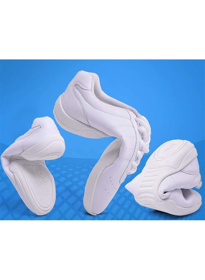 DADAWEN Adult & Youth White Cheerleading Shoe Athletic Sport Training Competition Tennis Sneakers Cheer Shoes - Image 1