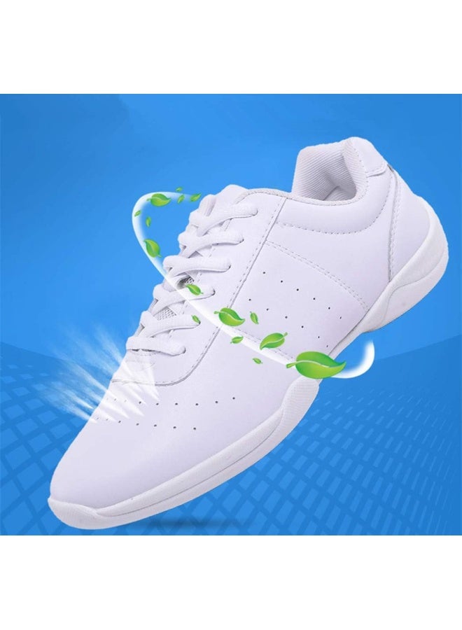 DADAWEN Adult & Youth White Cheerleading Shoe Athletic Sport Training Competition Tennis Sneakers Cheer Shoes - Image 3