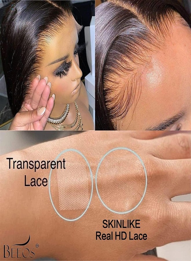 BEEOS Skinlike Real HD Lace Closure Piece, 4x4 Body Wave Pre-plucked Human Hair Closure Bleached Knots Natural Black Color 16 Inch - Image 3