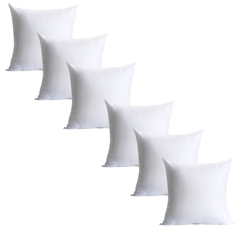 Calibrate Timing 18 x 18 inches Pillow Inserts Set of 6 Hypoallergenic Brushed Microfiber Liner Down Alternative Filled Square Cushion Throw Pillow