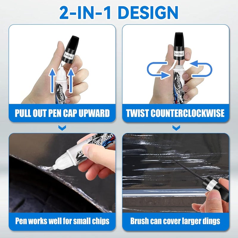 xdotoar طلاء لمس للسيارات، إصلاح خدوش طلاء السيارات الأسود، قلم إصلاح طلاء السيارات، مزيل خدوش السيارات، تغطية احترافية سلسة، دقة في اللون، التصاق طويل الأمد، جفاف سريع - Image 5