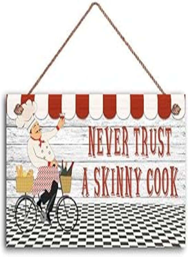 Generic YILMEN Never Trust A Skinny Cook Hanging Wall Art Home Decor Wood Decorative Funny Sign Garden Sign 10" x 5"(29-W121) 