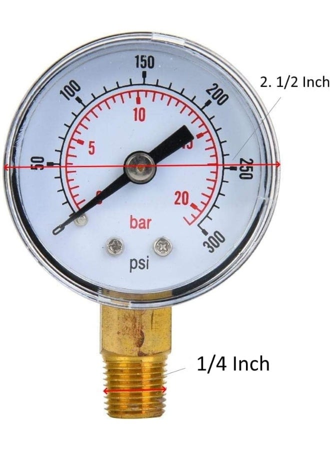Royal Apex Heavy Duty Pressure Gauge 2.1/2 Inch For Water Air Oil 20 Bar 300Psi - Image 2