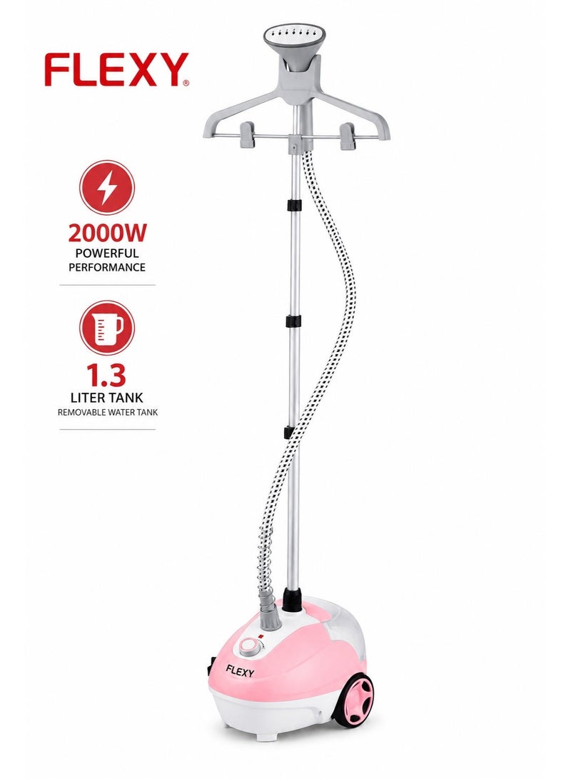 FLEXY Garment Steamer, 2000W, German Technology, 1.3L Water Tank, 35–50 Min Steam, Adjustable Pole, Auto Shut-Off, Overheat Protection, 24-Month Warranty - Image 1