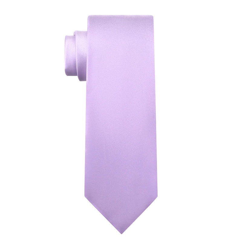 KOOELLE Men's Light Purple Tie Solid Pure Color Plain Neckties Formal Lavender Ties For Men - Image 1