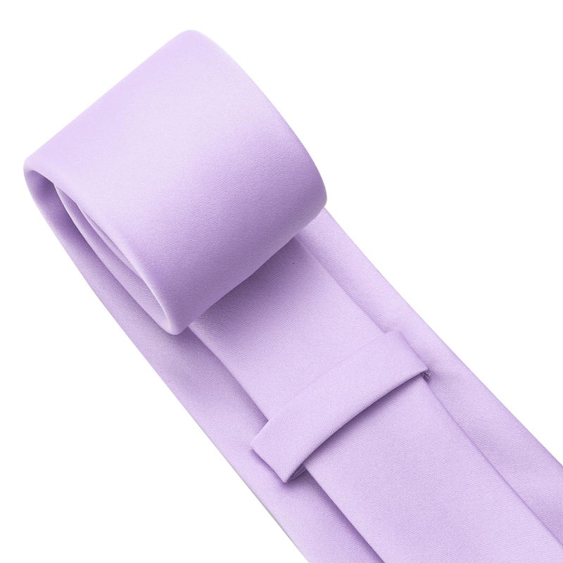 KOOELLE Men's Light Purple Tie Solid Pure Color Plain Neckties Formal Lavender Ties For Men - Image 5