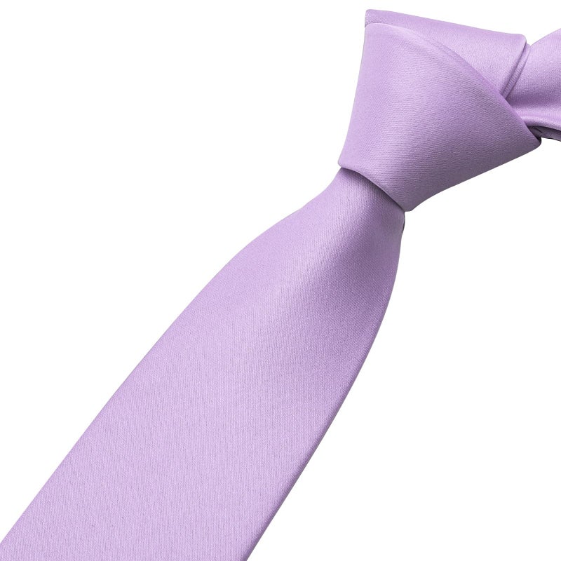 KOOELLE Men's Light Purple Tie Solid Pure Color Plain Neckties Formal Lavender Ties For Men - Image 4