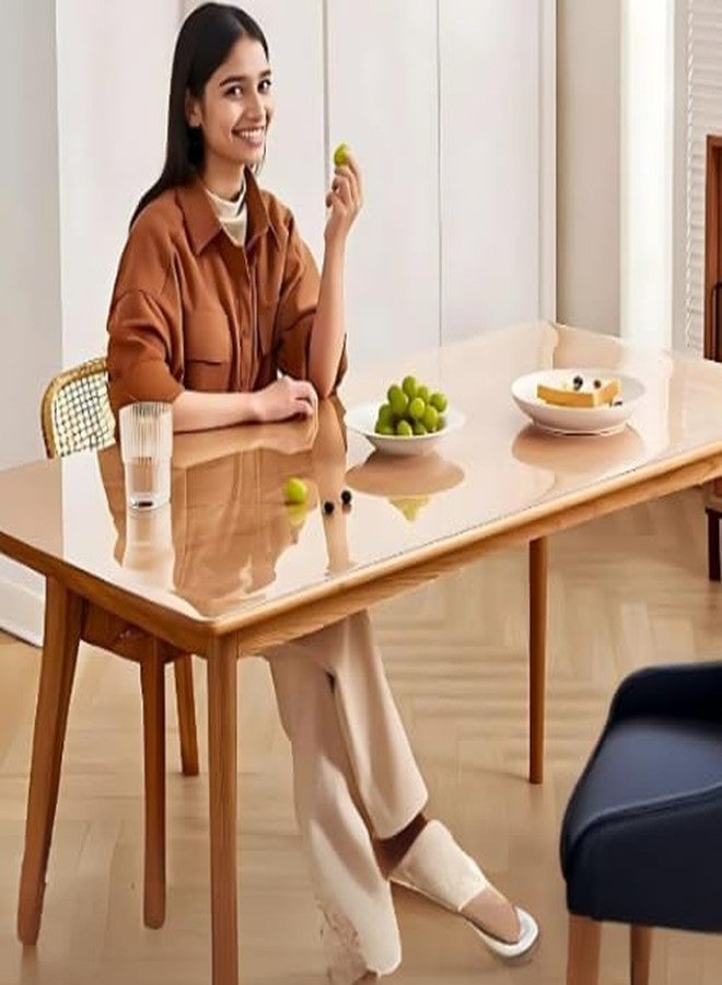 Ship Smart Transparent PVC Table Cover - Waterproof Clear Table Protector for 4 & 6 Seater Dining Table, Office Desk, Thick Heavy Duty Tablecloth, Spill-Proof, Easy to Clean 2 MM 36x66 inch - Image 5