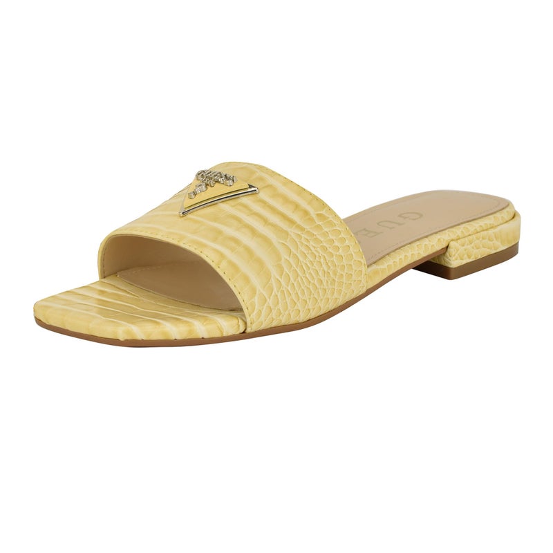 Guess Women's TAMSEA Flat Sandal, Yellow Croco 700, 5 - Image 3
