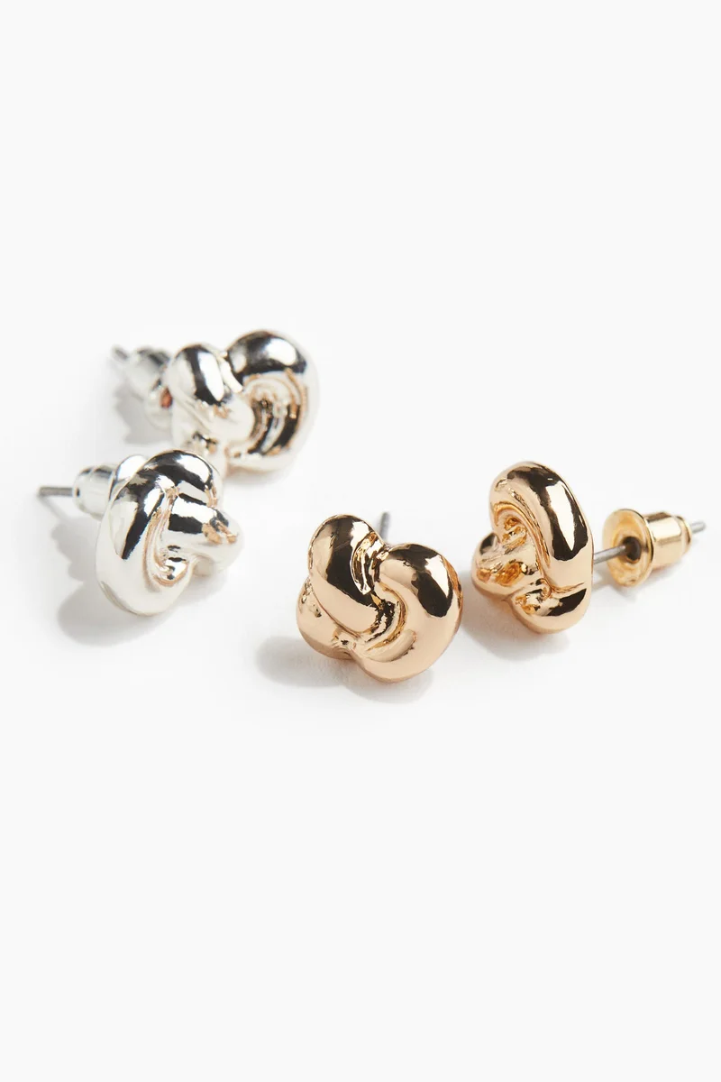 اتش اند ام 2 pairs knot-look earrings