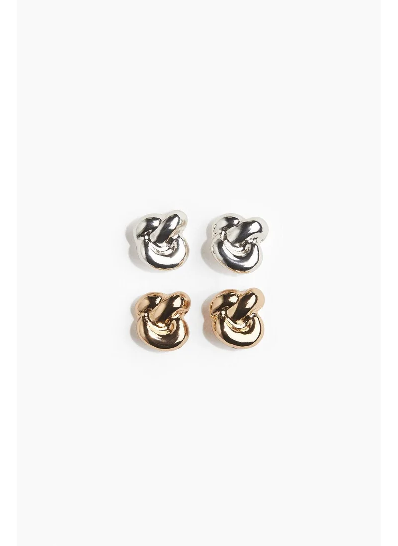 اتش اند ام 2 pairs knot-look earrings