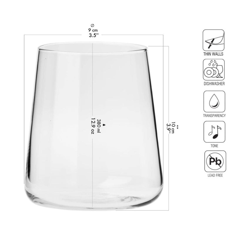 Krosno Water Juice Drinking Glasses, Set of 6, 12.9 oz, Avant-Garde Collection, Crystal Glass, Lightweight Everyday Drinking Glasses, Multi-Purpose, Dishwasher Safe, Made in Europe - Image 2