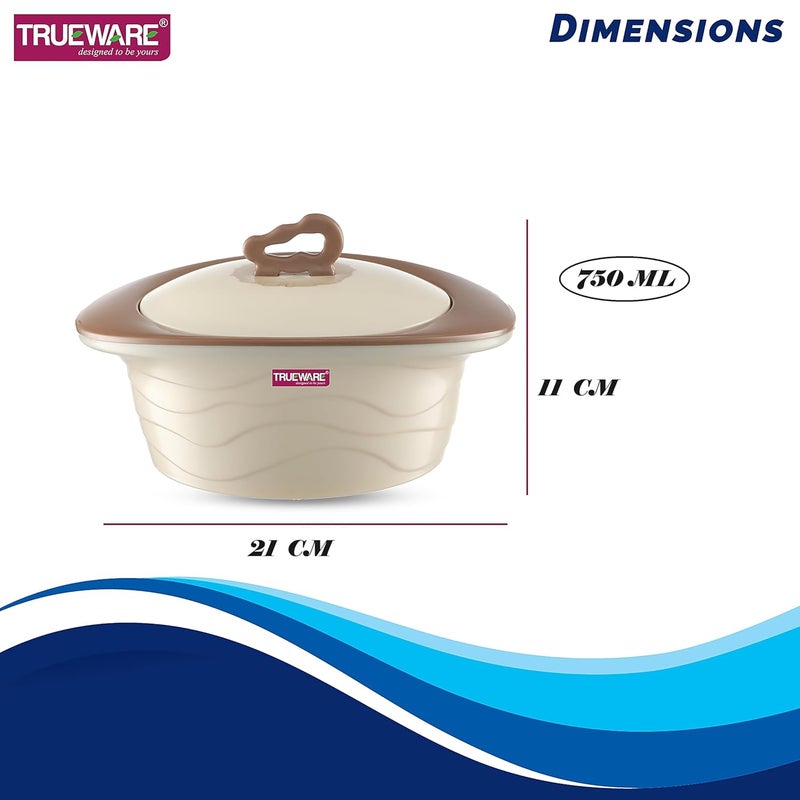 Trueware Trueware Zinna Impulse Inner Steel Casserole750 ml Brown PU Insulated BPA Free Odour Proof Food Grade Easy to Carry Ideal for Chapatti Roti Curd Maker Thermoware Hot Pot  - Image 2
