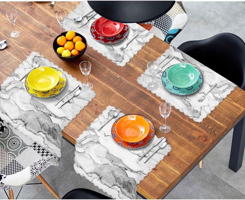 Yibeas Black White Marble Cloth Napkins Set of 4 Soft Mineral Rock Textures Polyester Dinner Square Napkin for Family Restaurant Weddings Parties 18 x 18 inch - Image 4