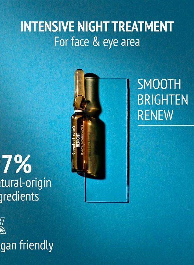 Comfort Zone [ منطقة الراحة ] أمبولات رينيت برايت وسلس، 7 زجاجات - تحفز تجديد البشرة وإشراقتها، علاج ليلي للوجه للتجاعيد الدقيقة وتجديد العينين - Image 2