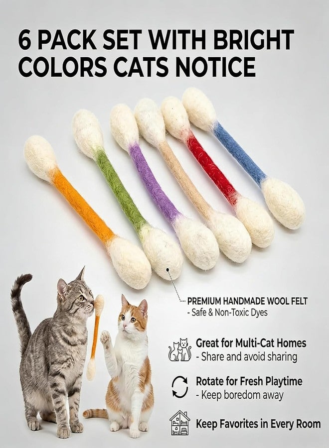 Cotton Swab Cat Toy with Catnip - 6 PCS Cat Qtip Toy - Cat Chew Toys for Indoor Cats - Giant Kitten Chew Sticks (Multicolor) - Image 5