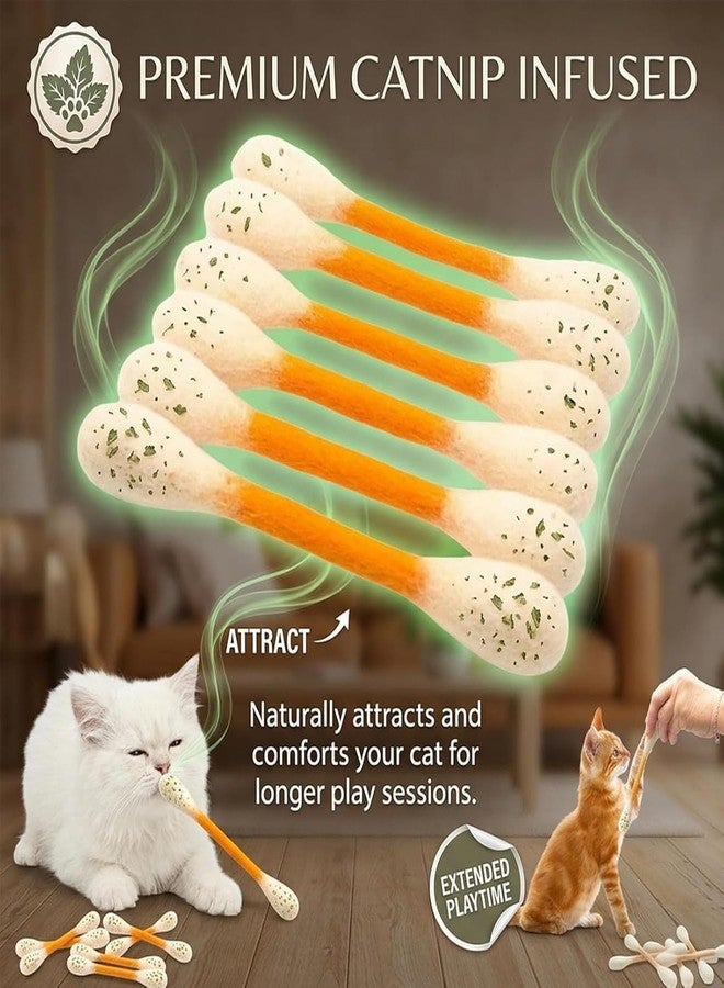 Cotton Swab Cat Toy with Catnip - 6 PCS Cat Qtip Toy - Cat Chew Toys for Indoor Cats - Giant Kitten Chew Sticks (Multicolor) - Image 4