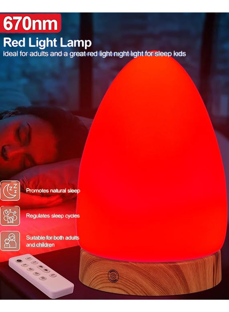Sleep-aid Egg Lamp | 670nm Red Light for Bedtime & 360° Mood Lighting | 4 Colors (Red/Beige/Yellow/White) & 5-Level Dimmer | USB Night Light with Remote Control  - Image 2