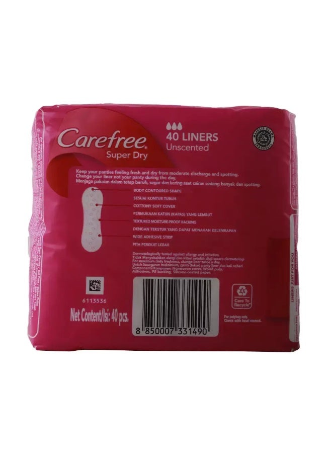 Carefree Super Dry Unscented- 40 Liners - Image 1