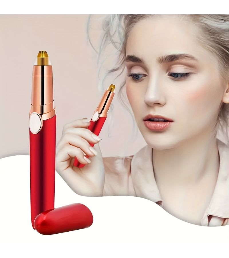 Red USB Rechargeable Nose Ear Hair Trimmer Mini Compact Design - Image 2