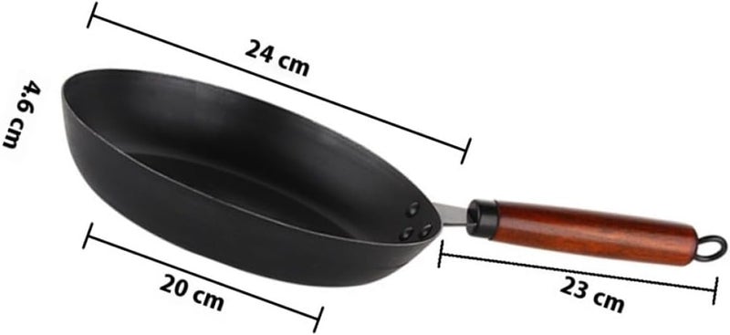 Nonstick Frying Pan 24cm Cast Iron Skillet Flat Bottom Gas Stove Wok Kitchen Cookware Home Cooking Pan for Pancakes and Steak - Image 2