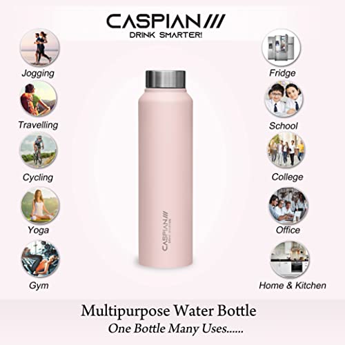 CASPIAN /// Astra Stainless Steel Water Bottle (Green, Pink, Blue & Light Purple, 1 Litre, Set of 4)| Leak Proof Thunder for Fridge Home Office Travel School Kids Boys Girls Adults Sports Gym Yoga - Image 4