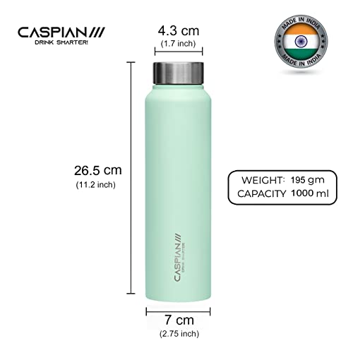 CASPIAN /// Astra Stainless Steel Water Bottle (Green, Pink, Blue & Light Purple, 1 Litre, Set of 4)| Leak Proof Thunder for Fridge Home Office Travel School Kids Boys Girls Adults Sports Gym Yoga - Image 2