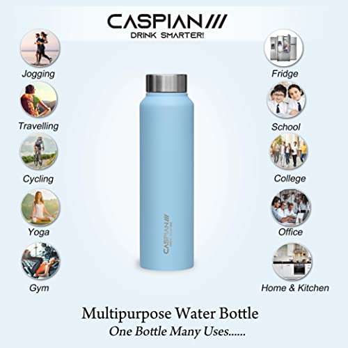 CASPIAN /// Astra Stainless Steel Water Bottle (Green, Pink, Blue & Light Purple, 1 Litre, Set of 4)| Leak Proof Thunder for Fridge Home Office Travel School Kids Boys Girls Adults Sports Gym Yoga - Image 5