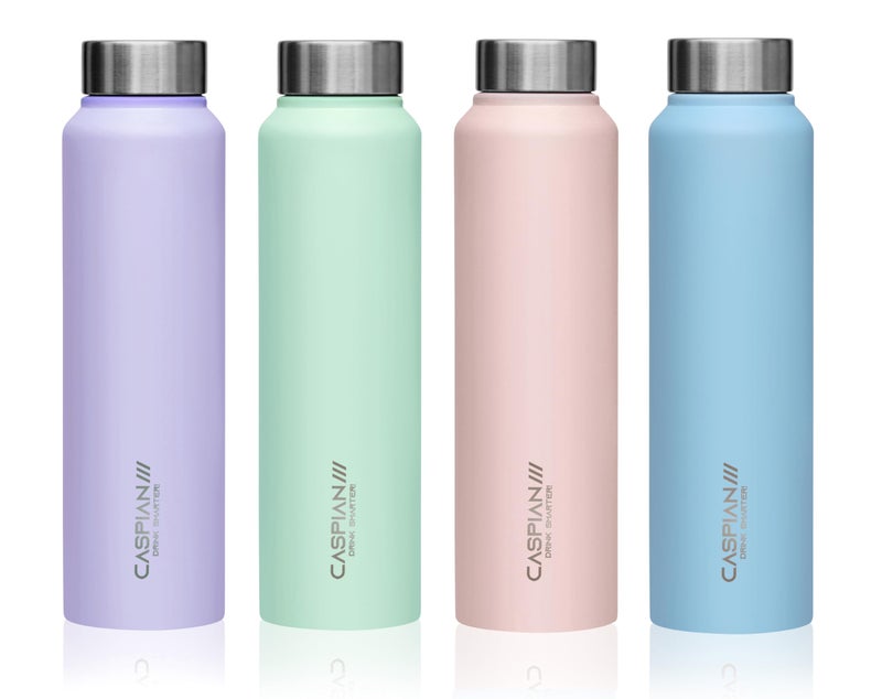 CASPIAN /// Astra Stainless Steel Water Bottle (Green, Pink, Blue & Light Purple, 1 Litre, Set of 4)| Leak Proof Thunder for Fridge Home Office Travel School Kids Boys Girls Adults Sports Gym Yoga - Image 1