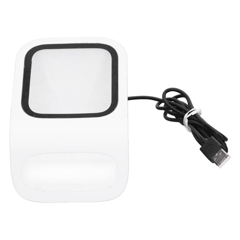 Desktop Barcode Scanner: Large Scanning Window, Inclined Comfort Angle - Voice Prompt, Plug And Play 2D QR Code Scanner for Retail, Office, Supermarket Cashier Use - Image 1