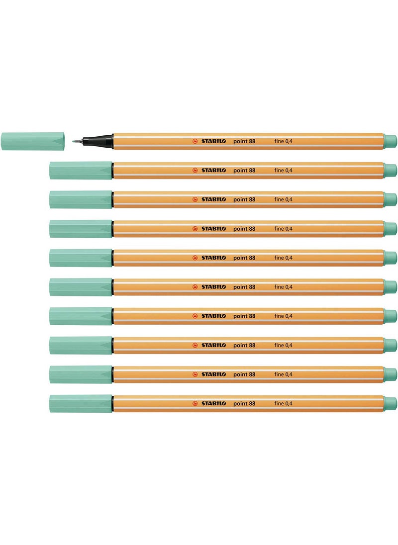 STABILO Fineliner Point 88 in Light Green Color , for Journal Planner , Note , Drawing , Pack of 10 Pens  - Image 3