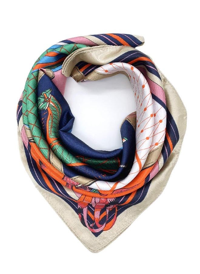 YOUR SMILE YOUR SMILE Silk Feeling Scarf Women's Fashion Pattern Classic Checker Large Square Satin Headscarf (319)  - Image 1